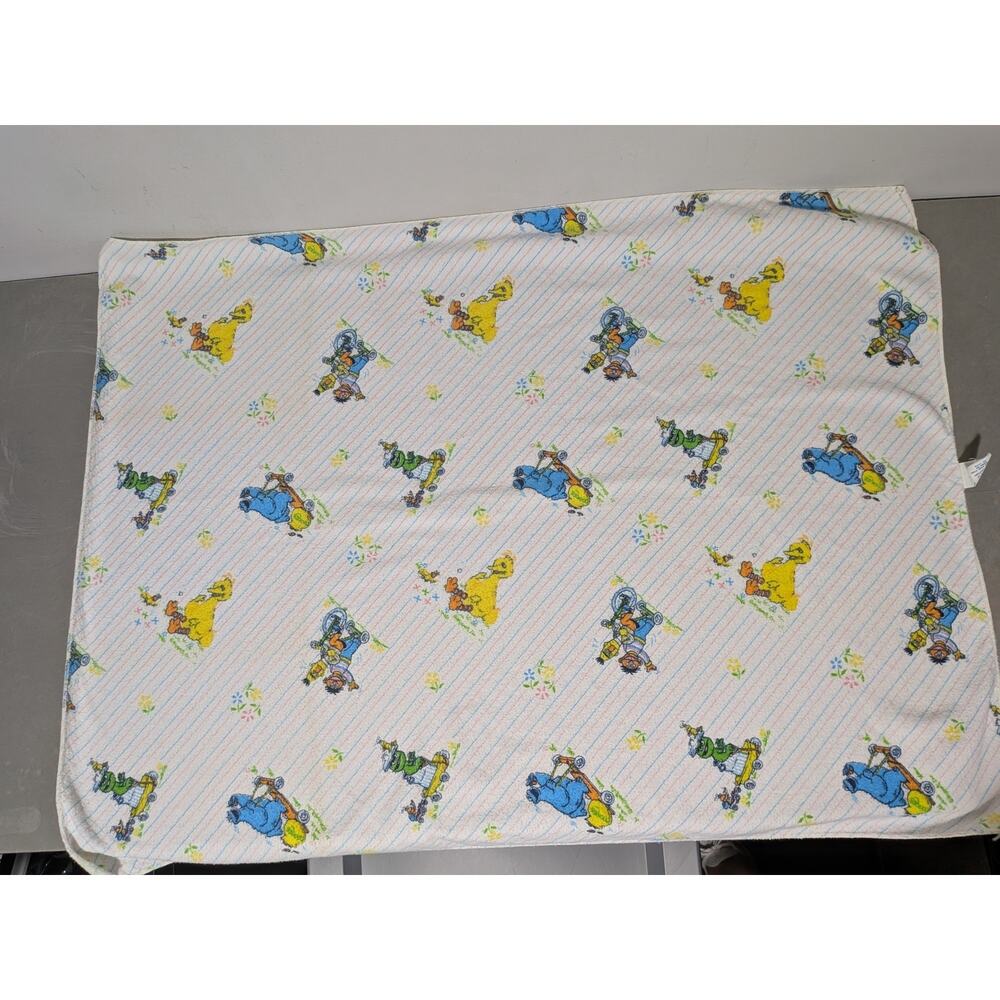 Vtg Toddle Time Sesame Street Baby Blanket 30x40 Big Bird Cotton Flannel